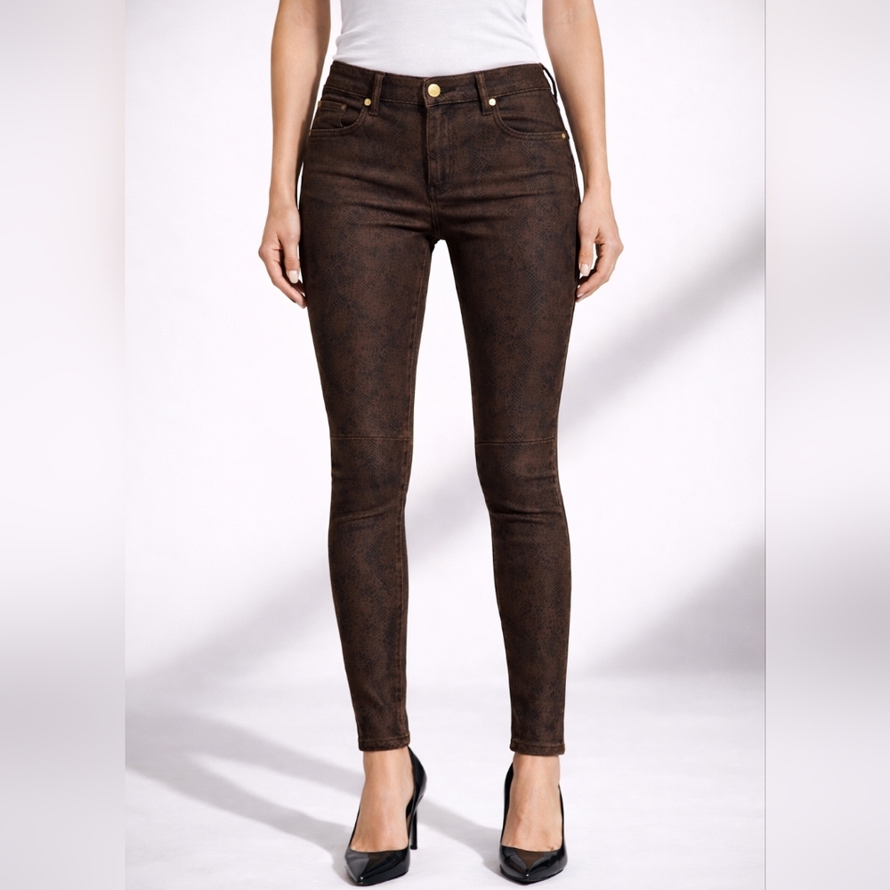 7 For All Mankind Women Skinny Brown Snake Print Pants-Size 26